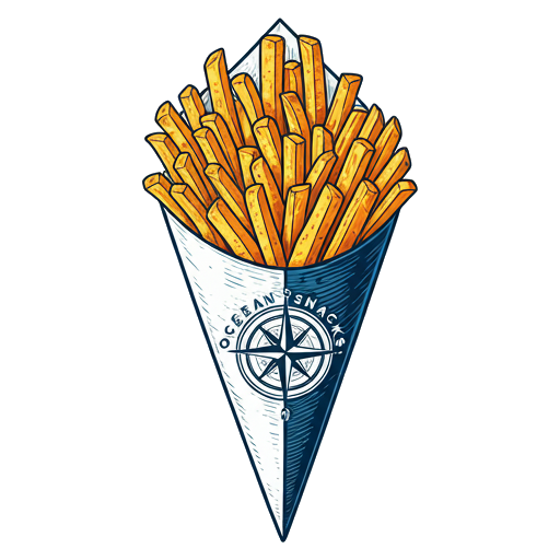 Puntzak verse goudgele friet in woodcut-stijl